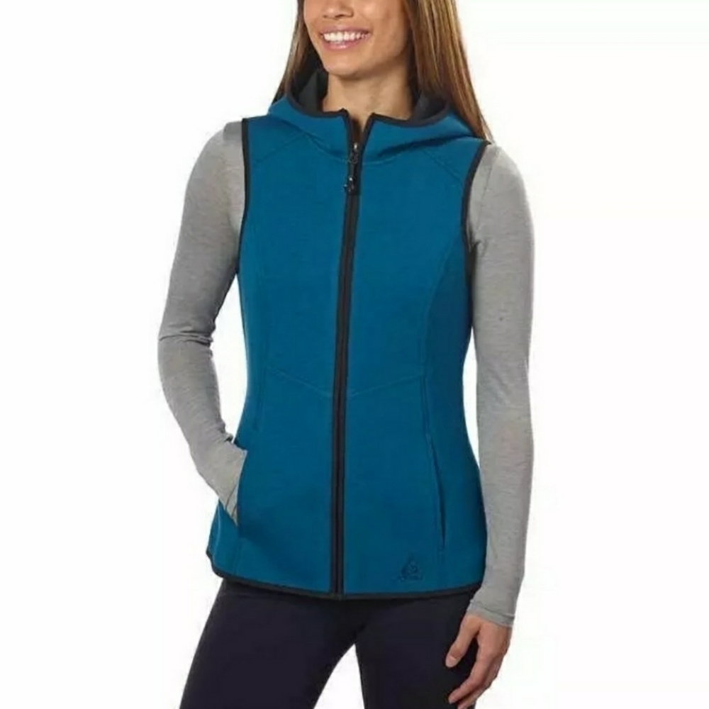 Gerry Sleeveless Vest Full Zip Up Hooded Pockets Women's Medium M Teal Cute EUC